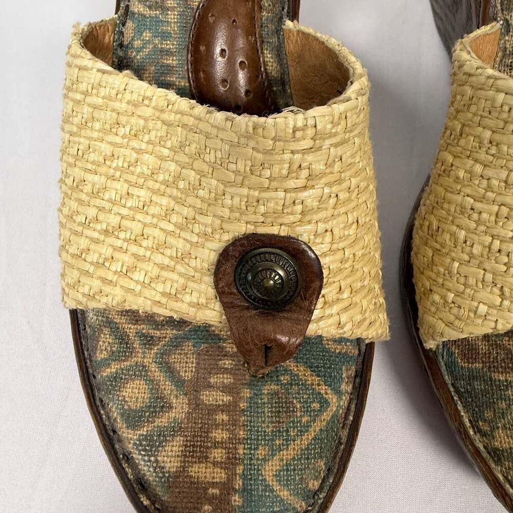 Born W62238 Tweed Raffia Wedge Platform Thong Sandals - Picture 2 of 7